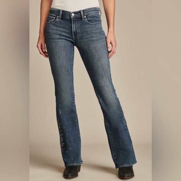 LUCKY BRAND "Luckly Legend" Women's NWOT Studded Sweet Mid Rise Flare | Size 6 - Picture 3 of 16